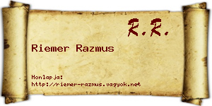 Riemer Razmus névjegykártya